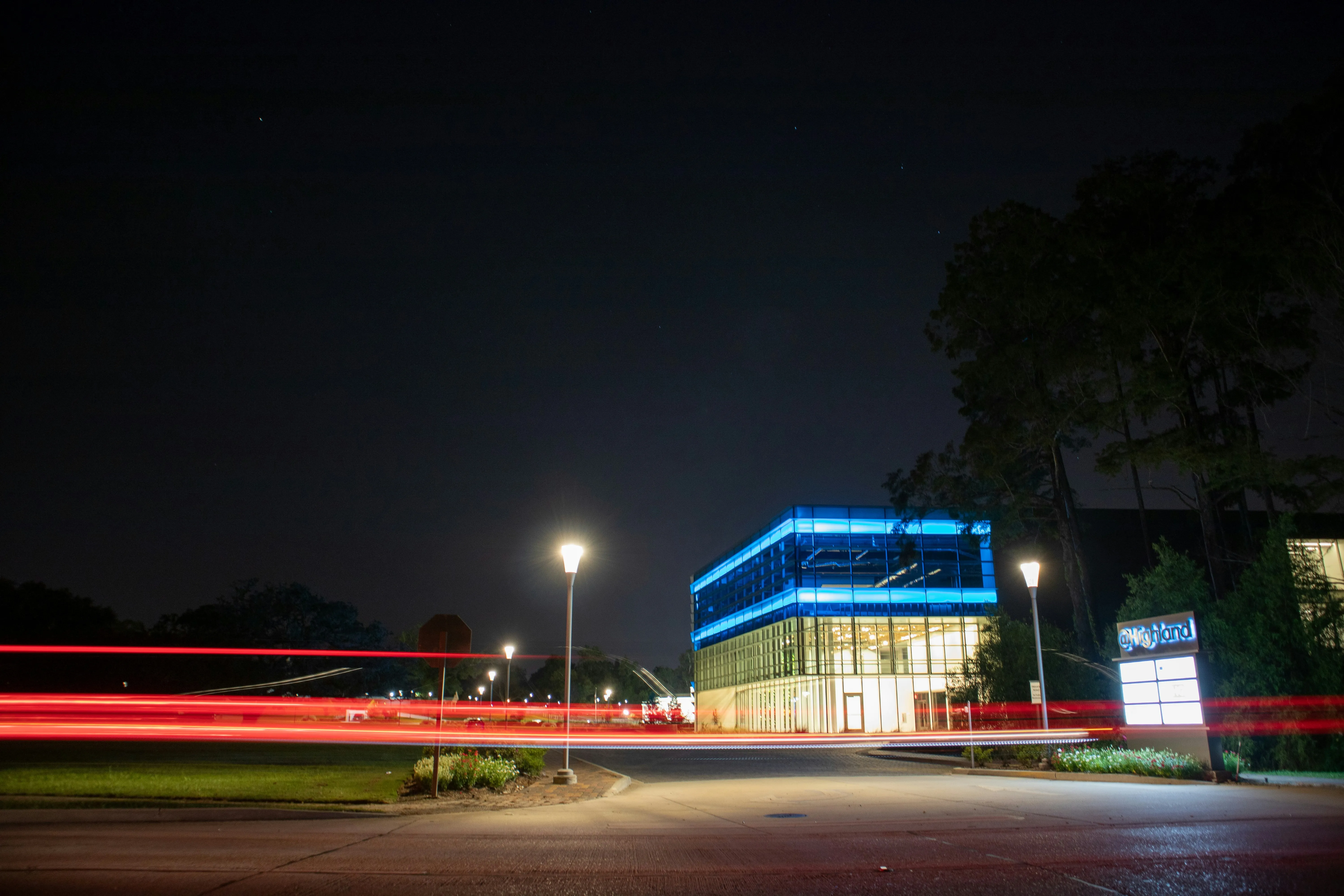 Smart building technology at night